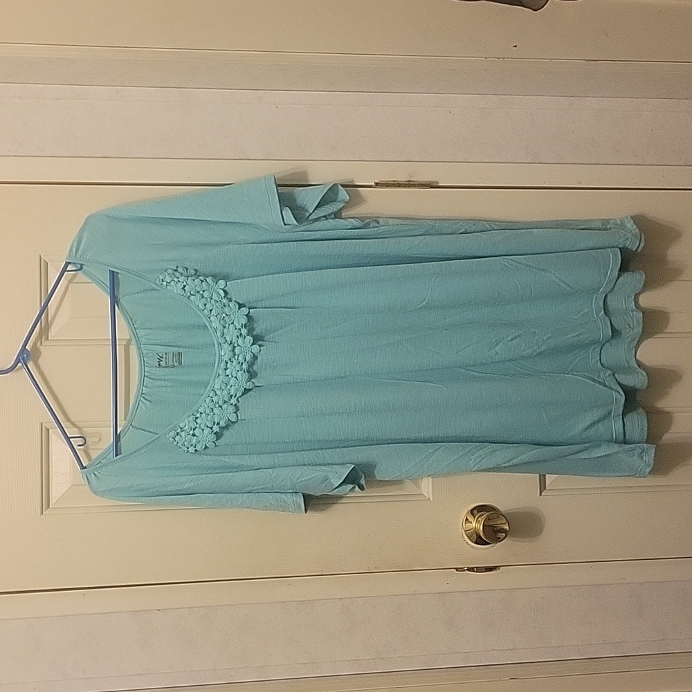 Just My Size Women's Aqua Blouse